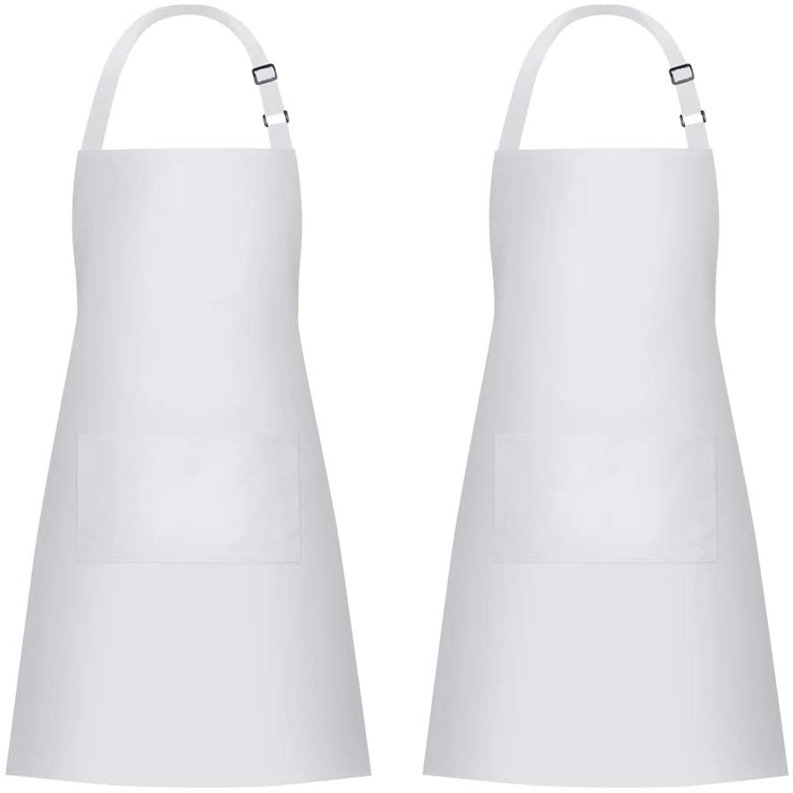 White Unisex Commercial Apron w/1 pocket