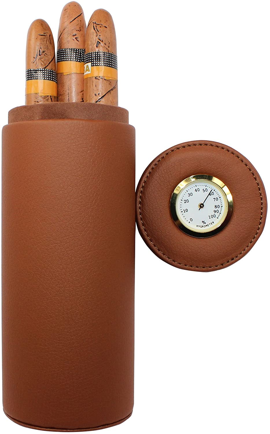 Cedar Wood Lined Portable Leather Cigar Humidor Case