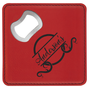 Leather Coaster with Bottle Opener