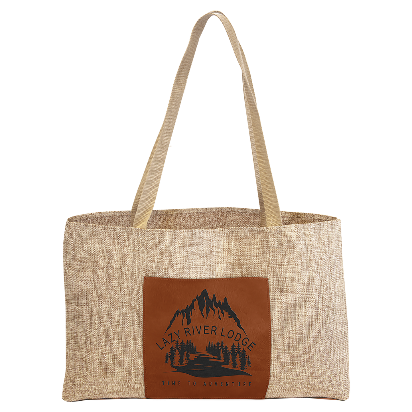 Burlap Bag with 5" Laserable Leatherette Gusset