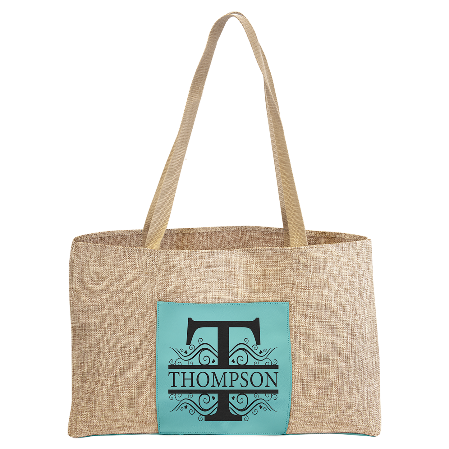 Burlap Bag with 5" Laserable Leatherette Gusset