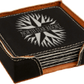 Leather Coaster Set of 6 with Holder- Square