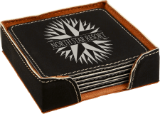 Leather Coaster Set of 6 with Holder- Square