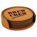 Cork Coaster Set of 6 with Holder- Round